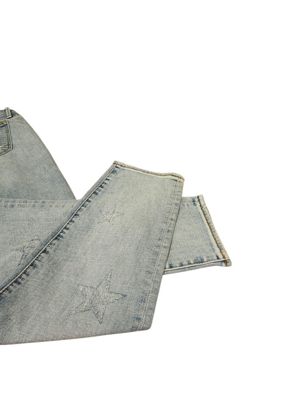 Driftwood Jacky Hi- Rise Light Wash Star Jeans - 29 Distressed Boho Relaxed - Picture 3 of 5